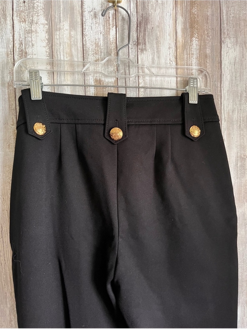 WHBM Jolie Luxe Stretch Black Gold Button Ankle Pants NWT Size 4 - Picture 6 of 7
